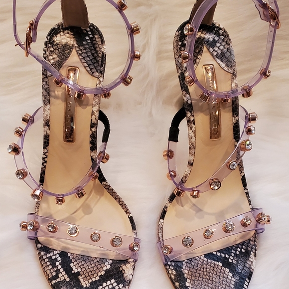 Sophia Webster Black and White Snake Gem Rosalind Mid Sandals - Picture 5 of 8